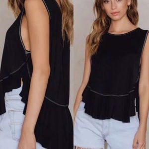 #338 We The Free black ruffled uptown tank top